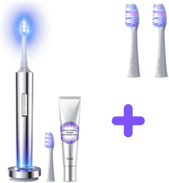 Bixdo W60 藍光美白電動牙刷 + 替換刷頭套組 軟毛護龈